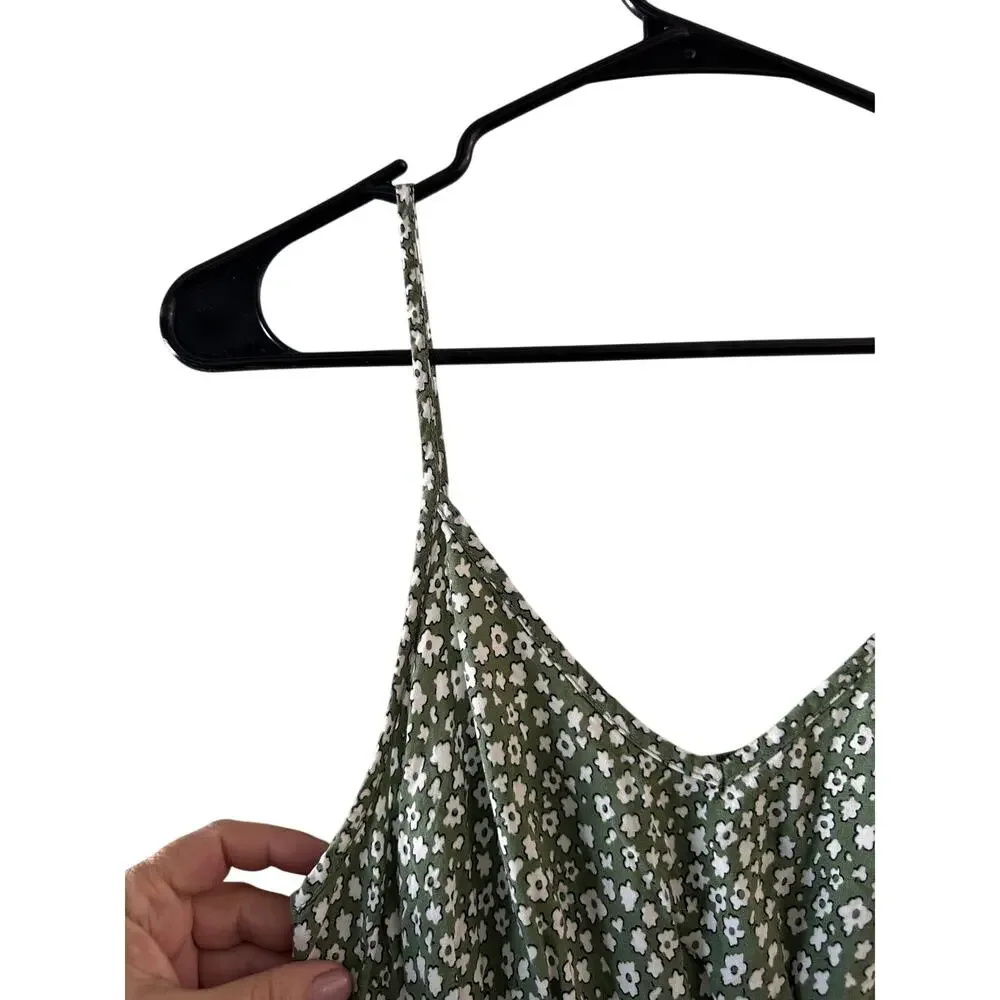 SHEIN Green White Floral Strapless Summer Dress Women Sz S